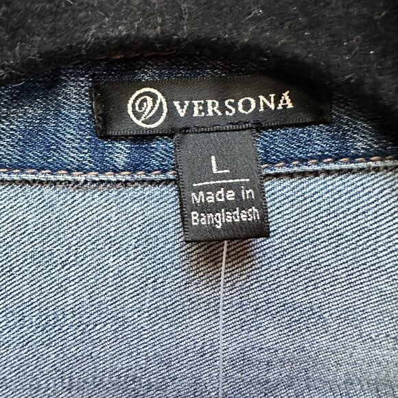 NWT Versona Denim Long Shirt Dress Jacket Long Sleeve Distressed Boho Size L‎ - Picture 7 of 7